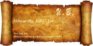 Udvardy Béla névjegykártya